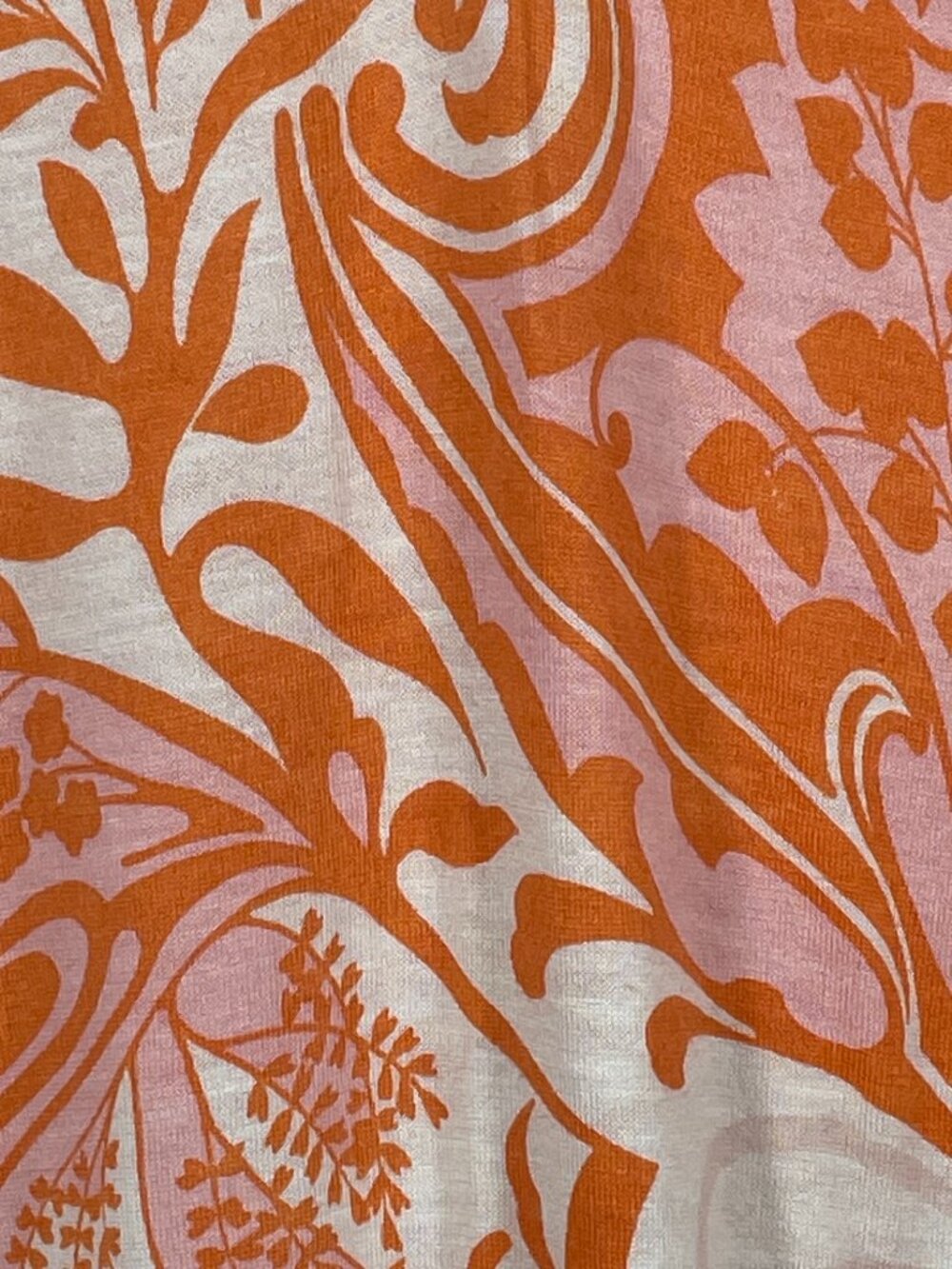 Talbots Pink Orange Paisley Floral 100% Cotton Lightweight Sweater Tunic Top L - Picture 6 of 11